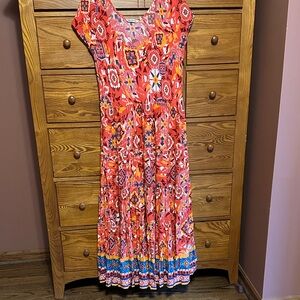 Soft Surroundings Coral Floral Maxi Dress